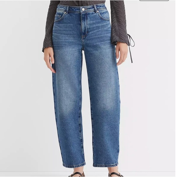 LOFT Denim - Loft High Rise Barrel Jeans in Authentic Vintage Mid Wash 12/31 Denim Casual